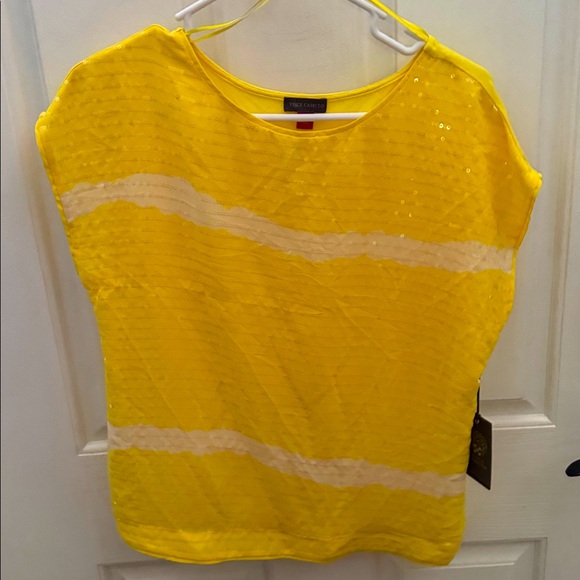 Vince Camuto Primrose Yellow Sequin Top size S - Picture 1 of 6